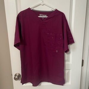 Grey's Anatomy Men's Maroon Scrub Top